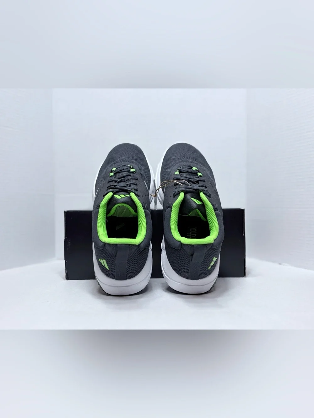 adidas CloudFoam Men's Athletic Running Shoes - Gray white & Neon Green